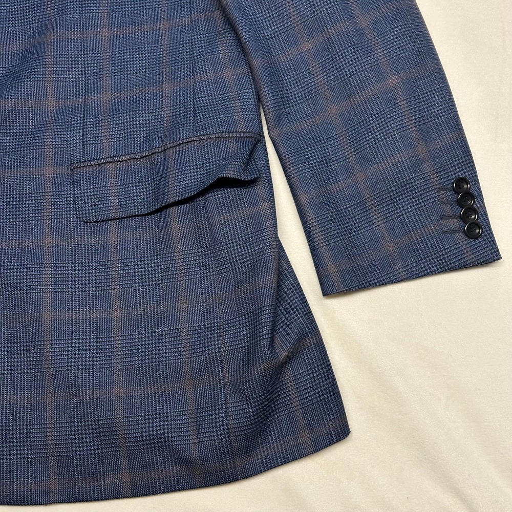 Trussini Boyds Philadelphia Mens 42R Blue Glen Plaid 100% Wool Blazer Italy - Picture 3 of 14